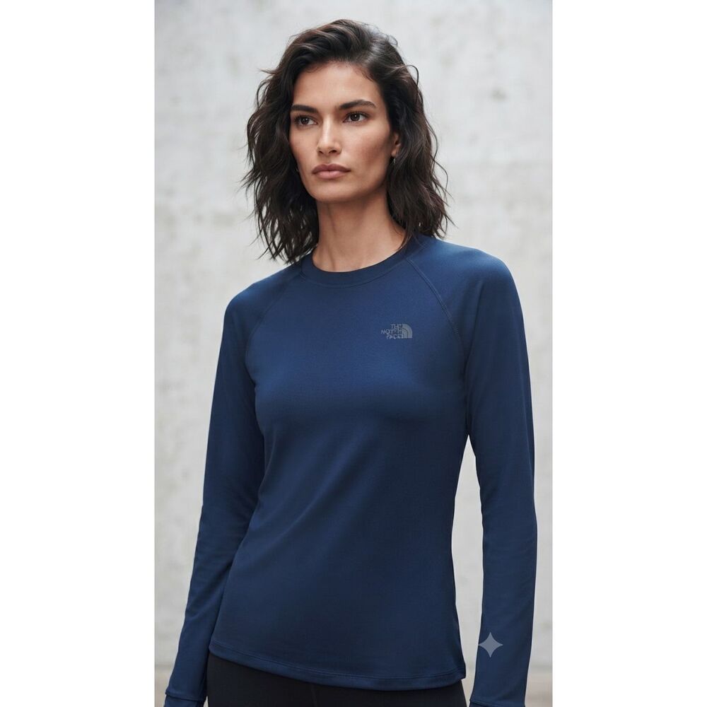 The North Face Women's Long Sleeve Athletic Top Blue Plus Size 1X Performance